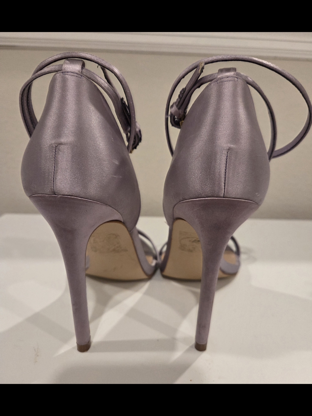 ALDO Lavender Satin Ankle-Strap Heels - Picture 3 of 4